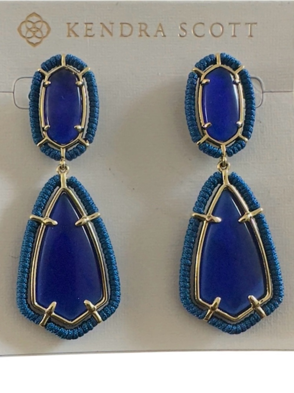 Kendra Scott Royal Blue threaded Camry statement Earrings